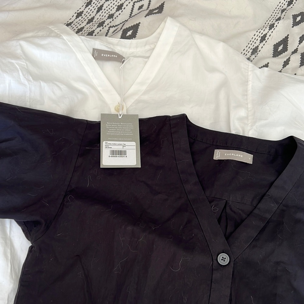 2 everlane silky cotton lateen tops